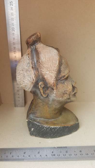 Hand-Carved! African Polished Stone Bust - Old Woman Sculpture