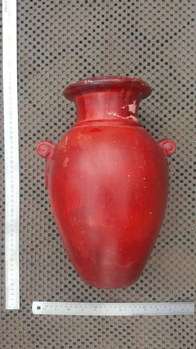 Vintage! Large Clay 2 Handled Vase / Urn