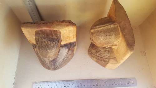 Africana! Busts - Hand Carved Natural Wooden Stumps - Live Edge - Book-Ends