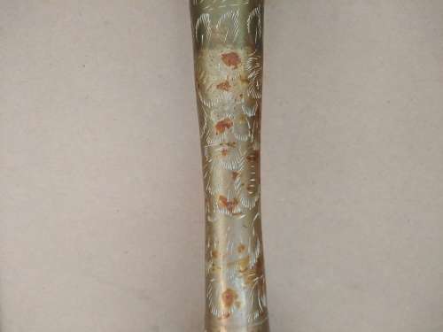 Indian Brass - Beautifully Etched Fluted Tall Vase