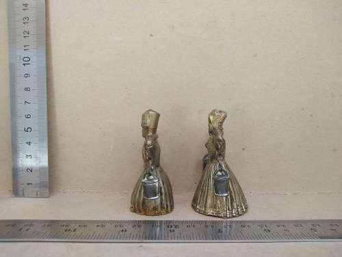 Vintage! Brass - Dutch Bells Milk Maid / Boy With 2 Pails Each