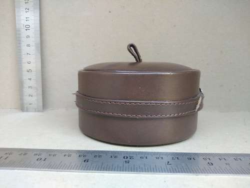 Vintage! Hand Stitched Leather - Round Trinket / Jewellery Box