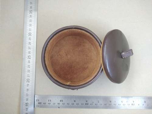 Vintage! Hand Stitched Leather - Round Trinket / Jewellery Box