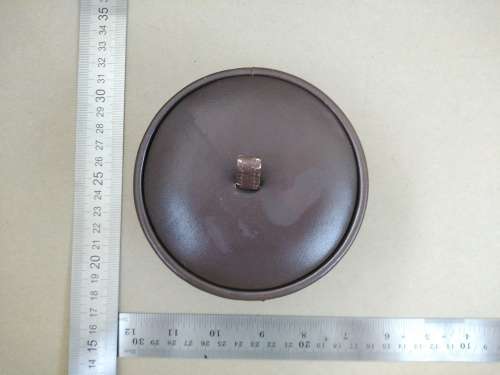 Vintage! Hand Stitched Leather - Round Trinket / Jewellery Box