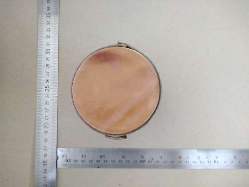 Vintage! Hand Stitched Leather - Round Trinket / Jewellery Box