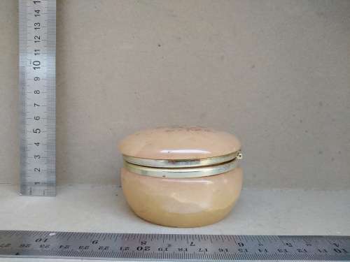 Vintage! Italian - Round Floral Alabaster Marble Trinket Box