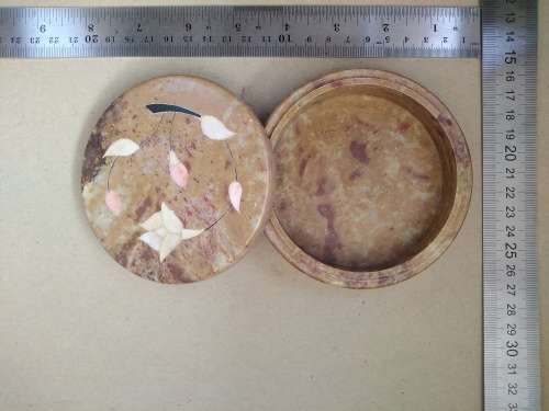 Vintage! Marble Trinket Box With Mother Of Pearl Inlay
