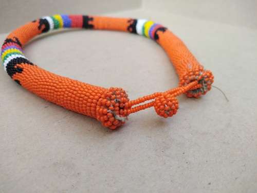 Africana! Zulu / Ndebele - Beaded Necklace / Headband - Orange