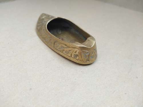 Vintage! Indian - Ornately Hand Chased - Brass - Shoe Ashtray