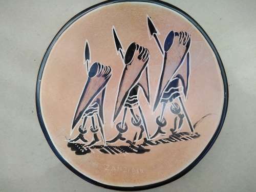 Africana! Zanzibar - Soapstone - Handmade - Tribal Warrior - Trinket Dish / Bowl