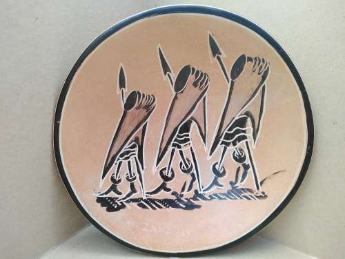 Africana! Zanzibar - Soapstone - Handmade - Tribal Warrior - Trinket Dish / Bowl