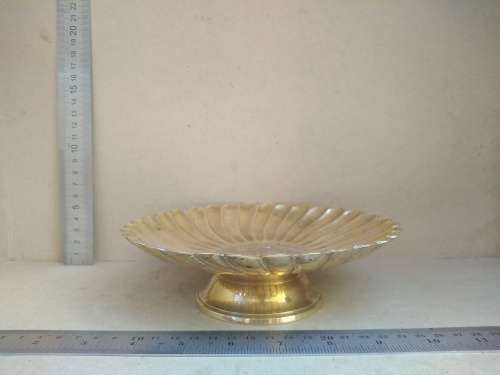 Vintage! Brass Bon Bon Pedestal Bowl With Scalloped Edges