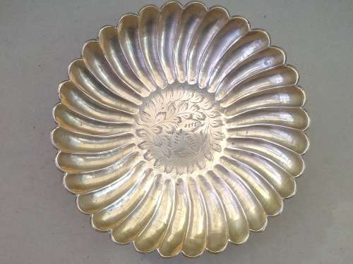 Vintage! Brass Bon Bon Pedestal Bowl With Scalloped Edges