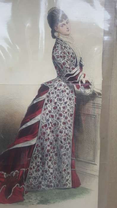 Antique!  Fashion Print No.170 Published By La Mode Artistique, ca 1876 - Hand-Colored Lithograph