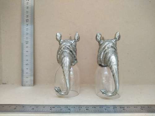 Frankli Wild By Royal Selangor - Wild Rhino Barware - Pair Of Pewter & Glass Cups