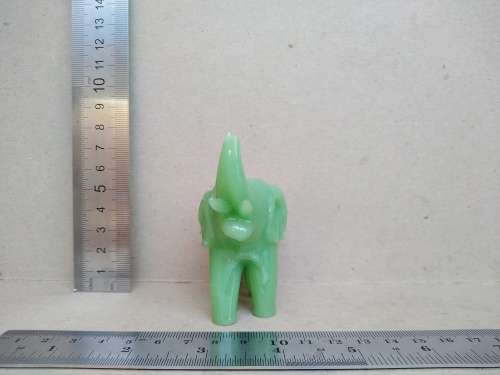 Feng Shui - Miniature Jade Green Glass? Elephant - Hand Crafted Collectible Statue Figurine