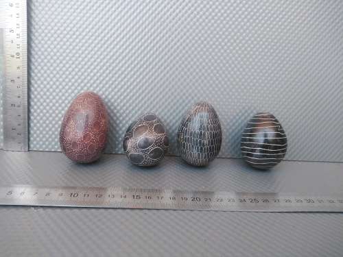 Vintage! Hand Carved SoapStone Eggs -  African Tribal Folk Art