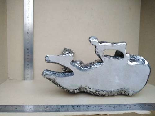 Vintage!  Silver Glazed Resting Zebra Statue