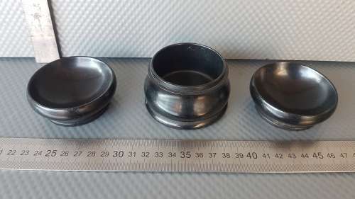 Antique! Victorian - Real Ebony - Hand Made - Round Turned Wooden - Trinket Set