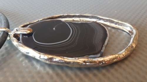 Wow ! * Black Agate * Large * Pair Of Bold And Beautiful Black Cord Necklaces