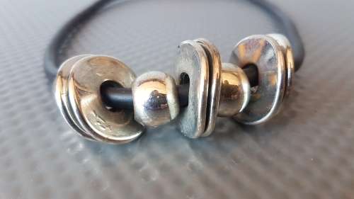 Wow ! * Black Agate * Large * Pair Of Bold And Beautiful Black Cord Necklaces