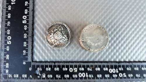 Vintage! Mini Pewter Round Pill Box With Floral Domed Lid