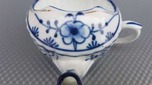 Antique! German - Blue Onion - Blue & White Porcelain - Tettau - Invalid/Child`s Feeder