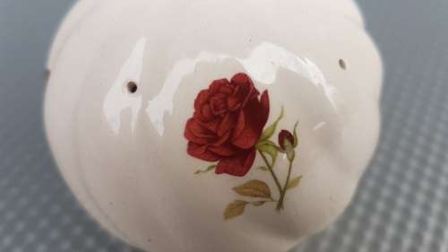 Vintage! - Ceramic - Round Floral - Pomander Potpourri Ornament - Rose