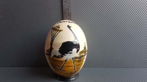 Vintage! Painted Ostrich Egg With Stand - Oudtshoorn South Africa.