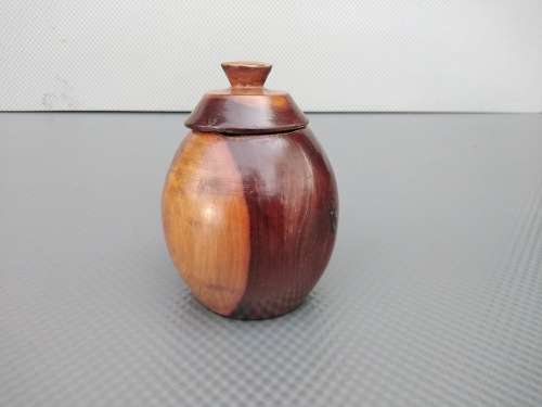 Vintage!  Turned Wood Spice/Snuff Jar With Lid.