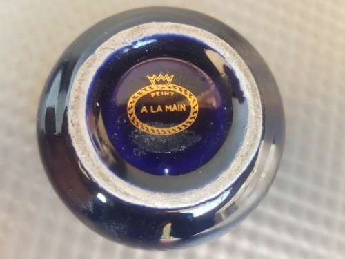 Vintage!  LIMOGES Cobalt Blue And Gold White Lidded Box