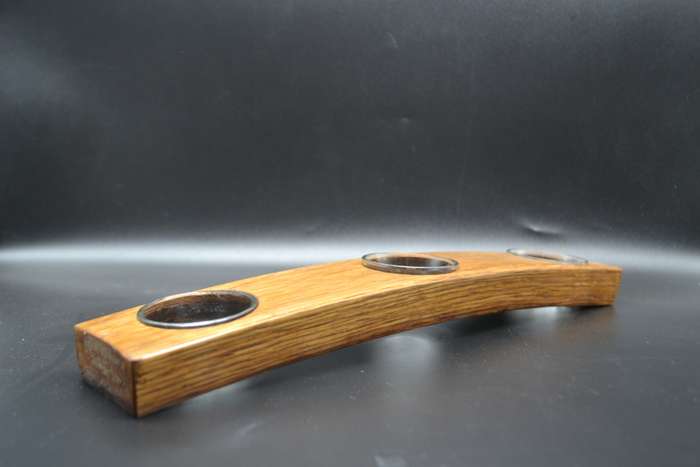 Vintage! 3 Division Tea Light Wood & Glass Candle Holder.