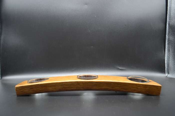 Vintage! 3 Division Tea Light Wood & Glass Candle Holder.
