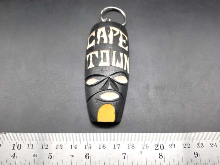 Africa Tribal Souvenir Keyring - Cape Town Wood Sculpted Mask Keychain (5 AVAILABLE - BID PER ITEM)