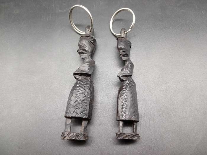 African Tribal Keyring - Wood Sculpted Lady (2 AVAILABLE - BID PER ITEM)