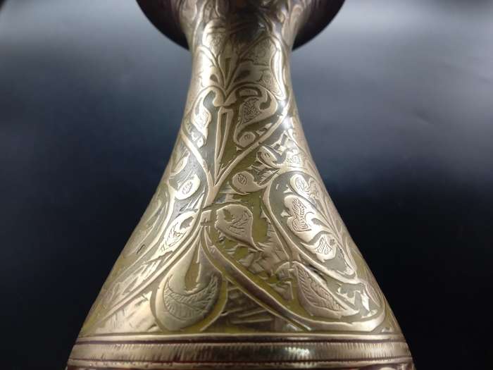 Vintage! Hand Etched Brass Bud Vase.