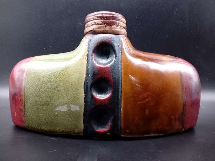 Vintage! Handmade Autumn Toned Ceramic Flower Holder.