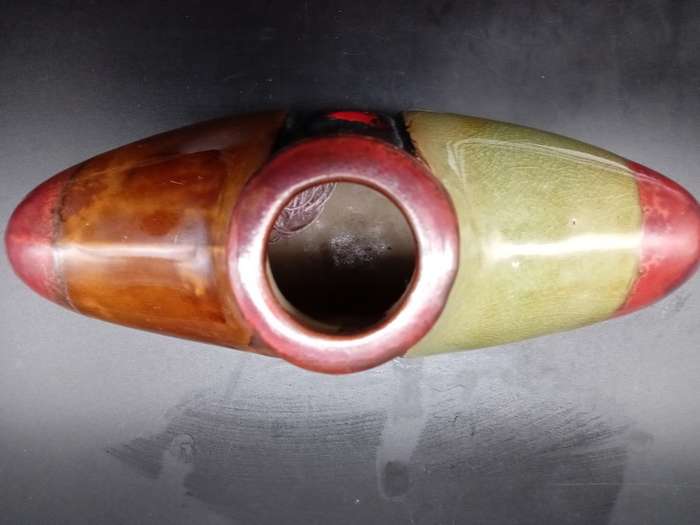 Vintage! Handmade Autumn Toned Ceramic Flower Holder.