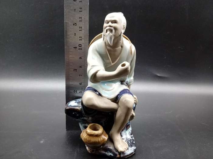 Vintage! Shiwan Chinese Mudman Figurine Fisherman.