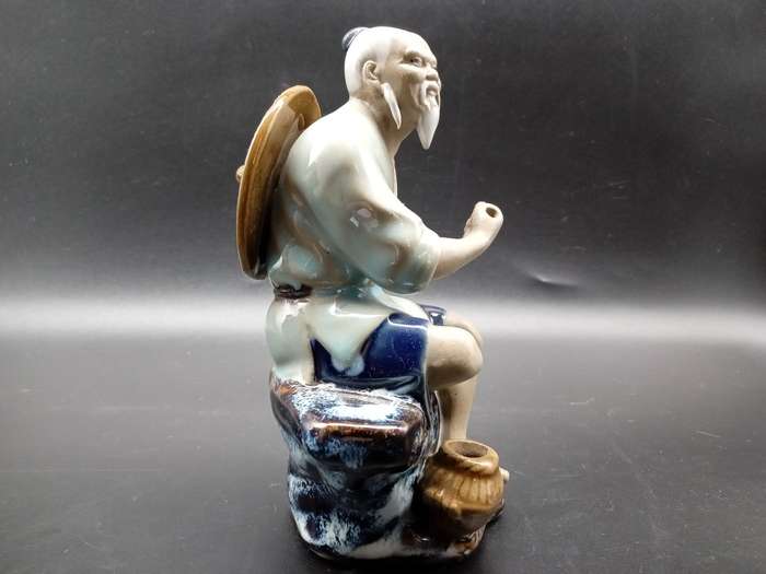 Vintage! Shiwan Chinese Mudman Figurine Fisherman.