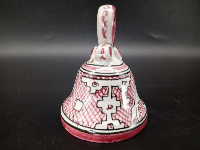 Vintage! Italian Ceramic Pottery - Deruta Bell - Geometric Bird design - Signed