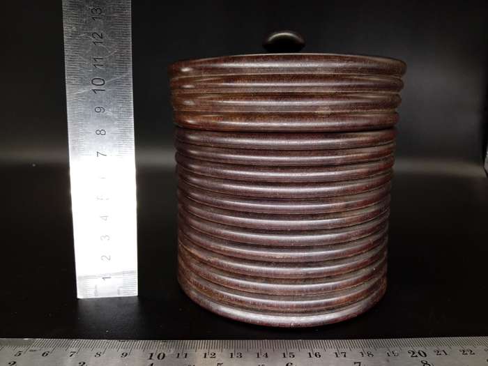 Vintage! Scalloped Turned wood - Lidded Canister / Jar- Treenware