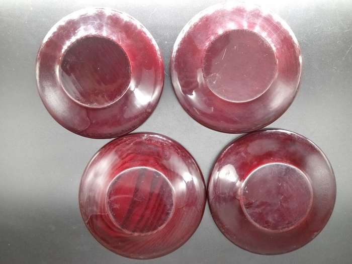 Vintage! Fine Korean - Lacquer ware - Wood Mother of Pearl inlay - Crane - Set of 4 coasters