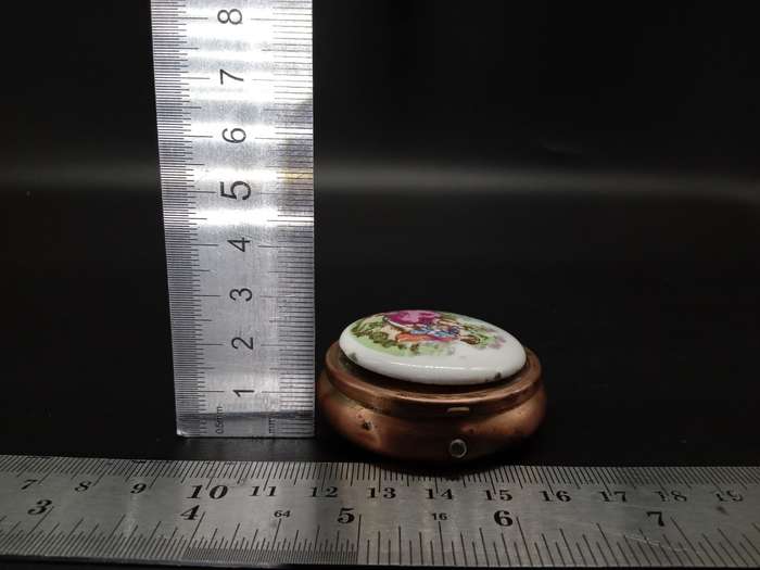 Vintage! Porcelain - Brass - Colonial - Collectable Pill Box