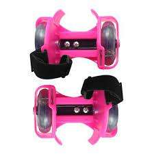 Flashing Small Whirlwind Pulley Adjustable Simply Roller Skating Shoes - Pink And Blue