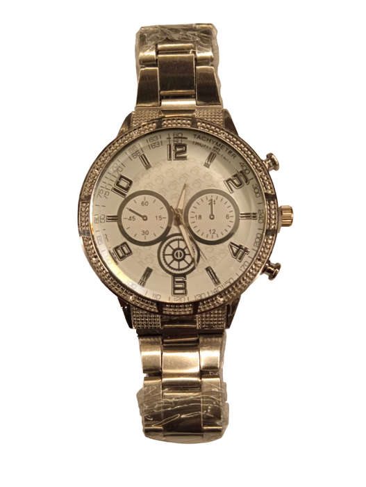 Stylish Design Mens Analogue Watch - Stylish White Face With Steel Band -Large Round Face