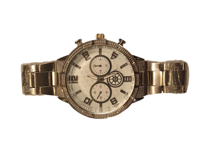 Stylish Design Mens Analogue Watch - Stylish White Face With Steel Band -Large Round Face