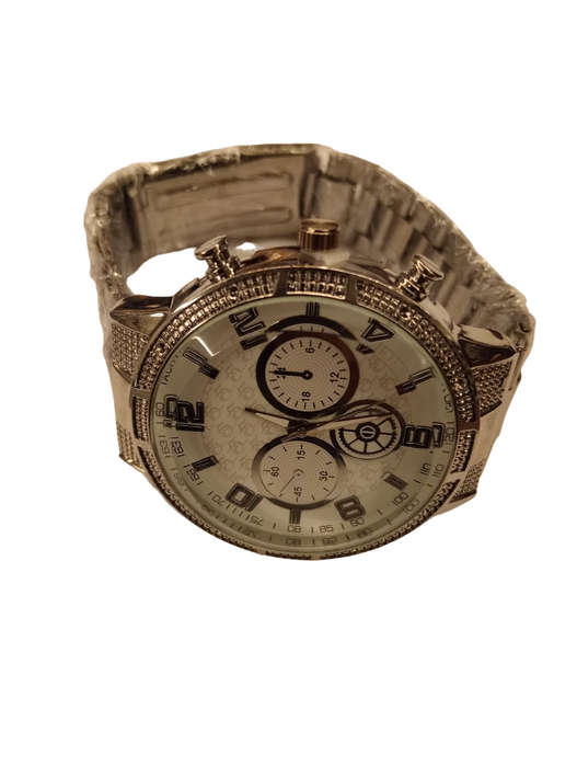 Stylish Design Mens Analogue Watch - Stylish White Face With Steel Band -Large Round Face