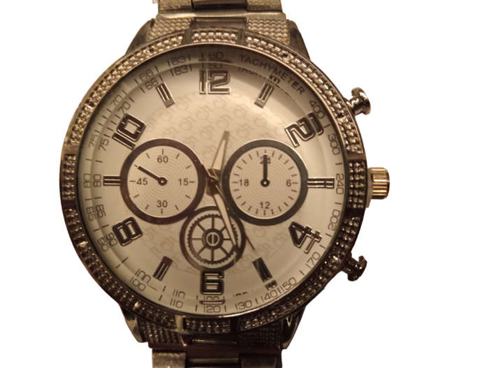 Stylish Design Mens Analogue Watch - Stylish White Face With Steel Band -Large Round Face