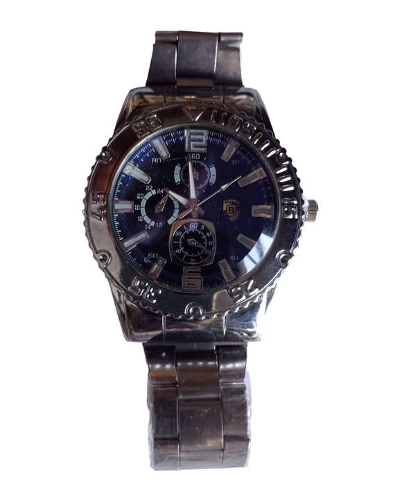 Classic Mens Analogue Watch Stylish Design on Face - 2 Colours to Choose From - Metal Strap Analogue